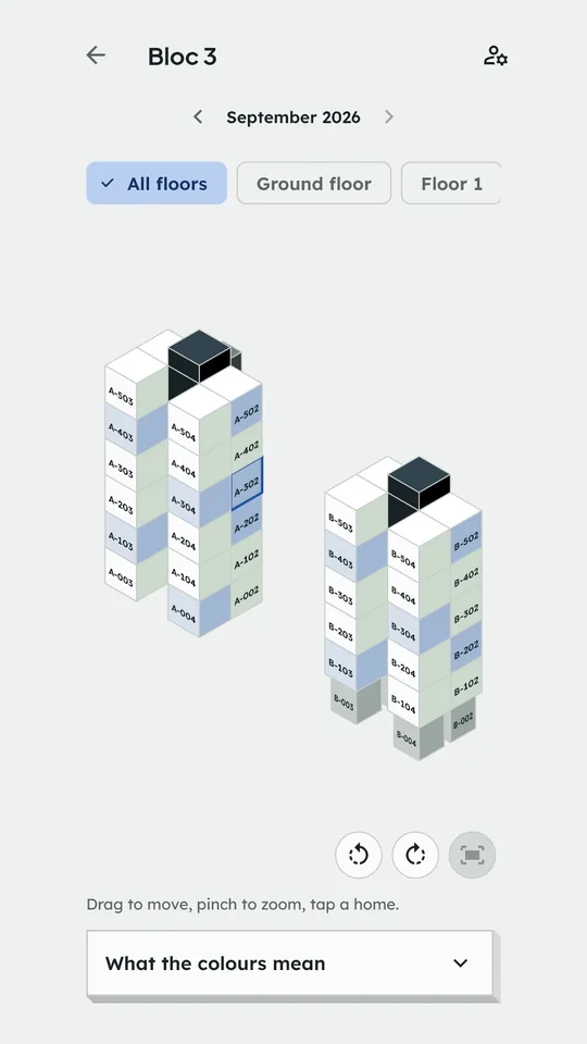 The building drawn as blocks